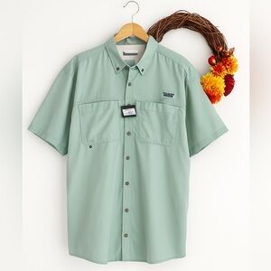 Eddie Bauer Men's Big Short Sleeve Ripstop Guide Shirt XXL Bottle Green